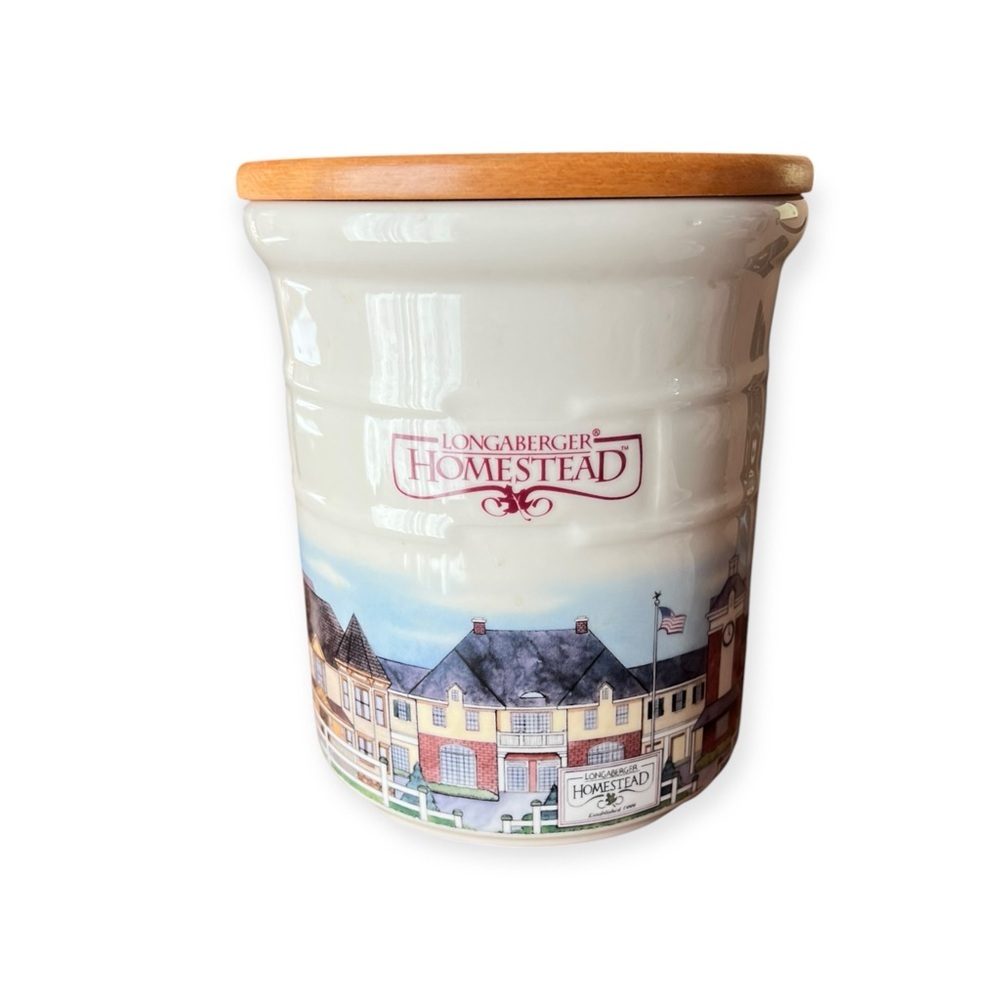 🌻Vintage  Longaberger Homestead 2 Quart Ceramic Crock with Lid Year: 1999